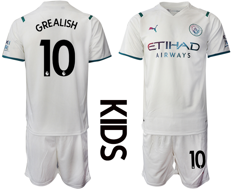 Youth 2021-2022 Club Manchester City away white #10 Soccer Jersey